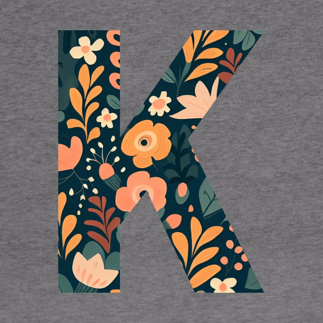 Whimsical Floral Letter K by BotanicalWoe